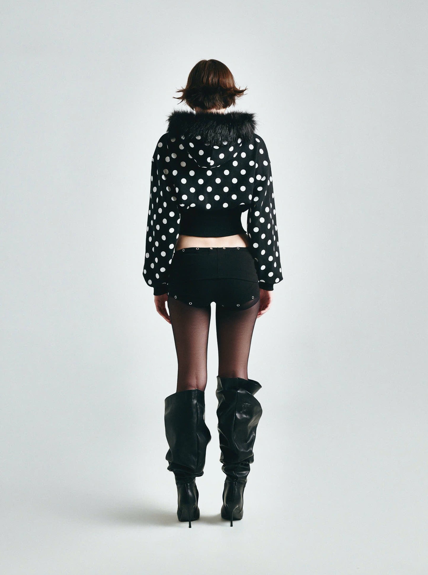 FF CROPPED POLKADOT HOODIE ZIP
