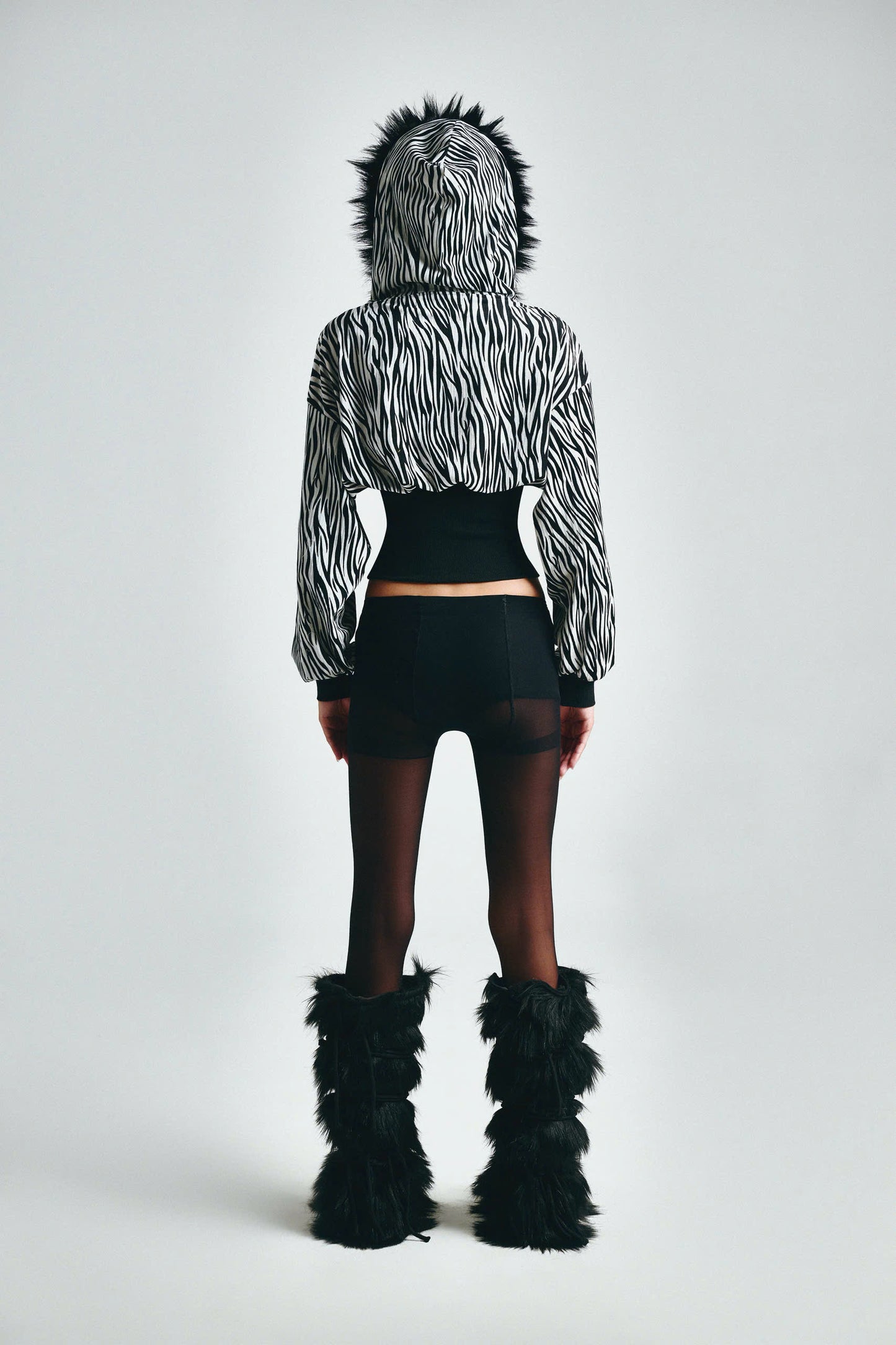 FF CROPPED ZEBRA HOODIE ZIP