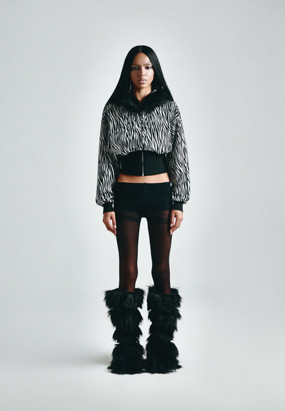 FF CROPPED ZEBRA HOODIE ZIP