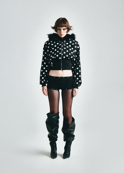 FF CROPPED POLKADOT HOODIE ZIP