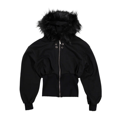 FF CROPPED BLACK HOODIE ZIP