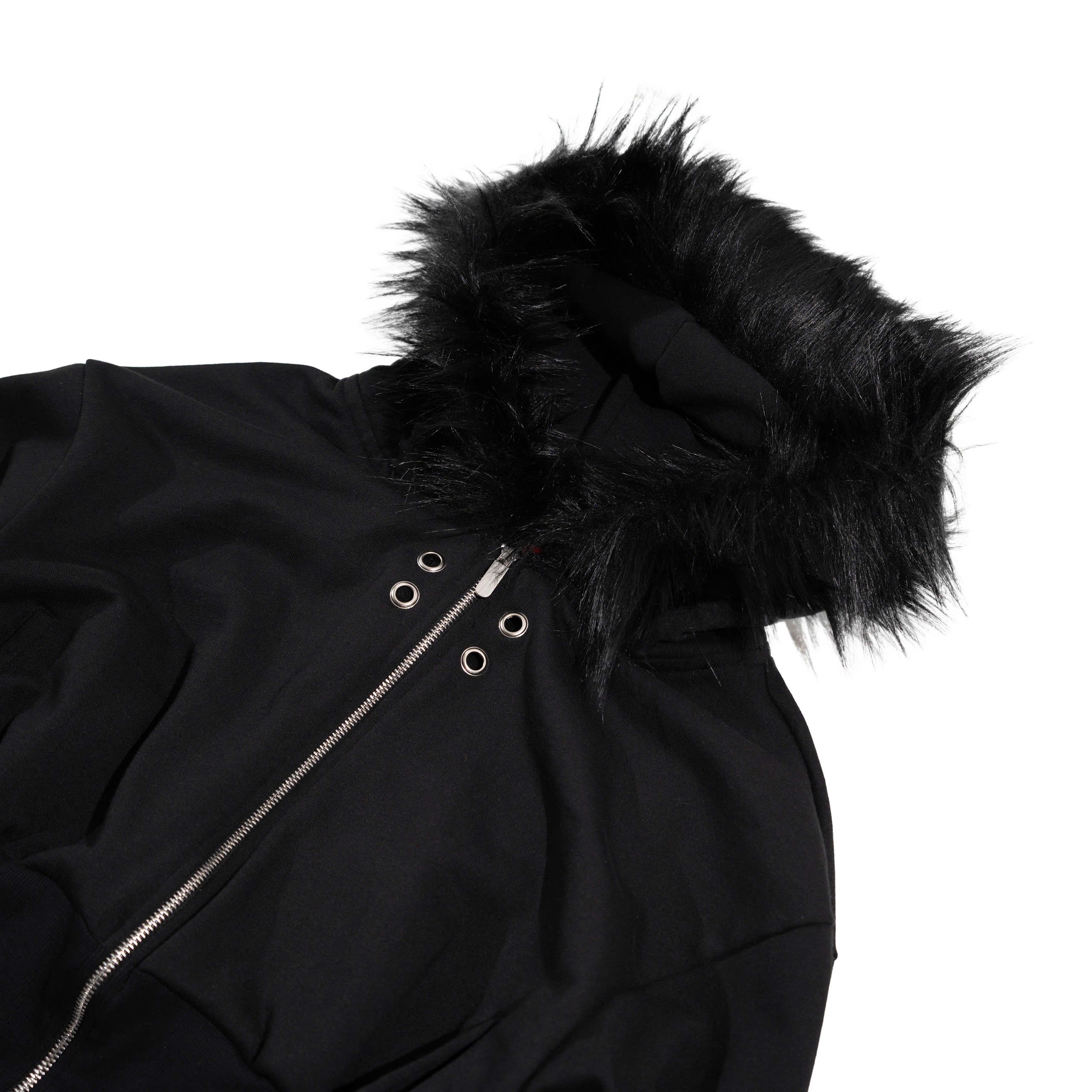 FF CROPPED BLACK HOODIE ZIP – UMBRALIC