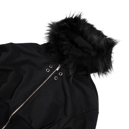 FF CROPPED BLACK HOODIE ZIP