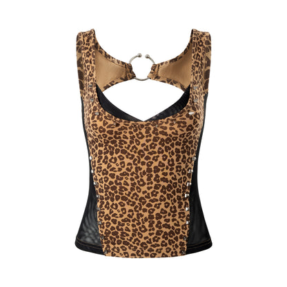 UMBL NANA STUDDED LEOPARD TANKTOP