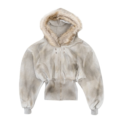 FF CROPPED DIRTYWASHED HOODIE ZIP