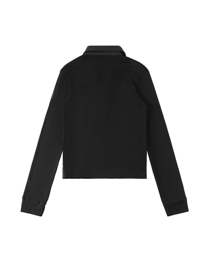 UMBL LEATHERCOL LS POLO