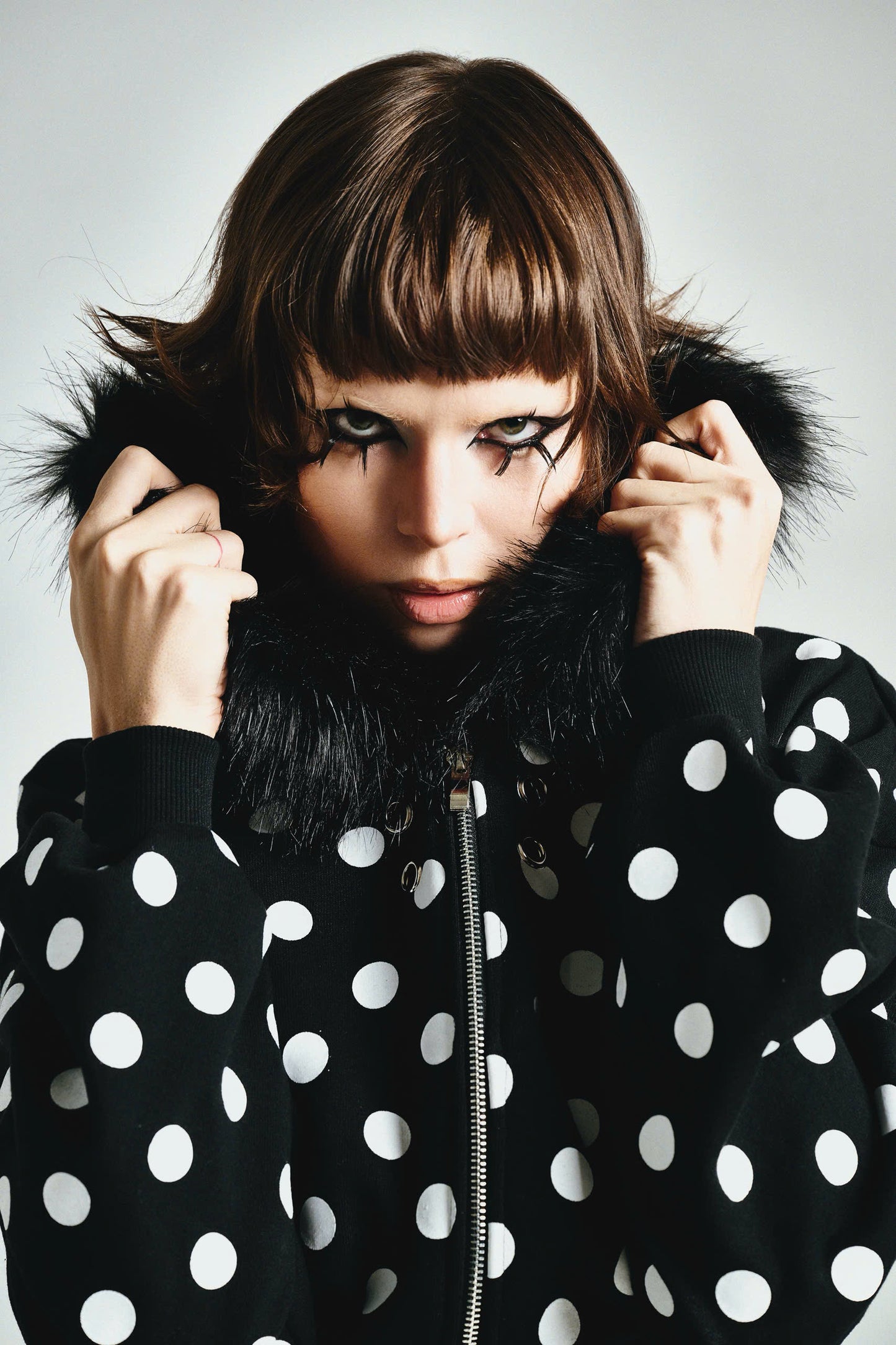 FF CROPPED POLKADOT HOODIE ZIP