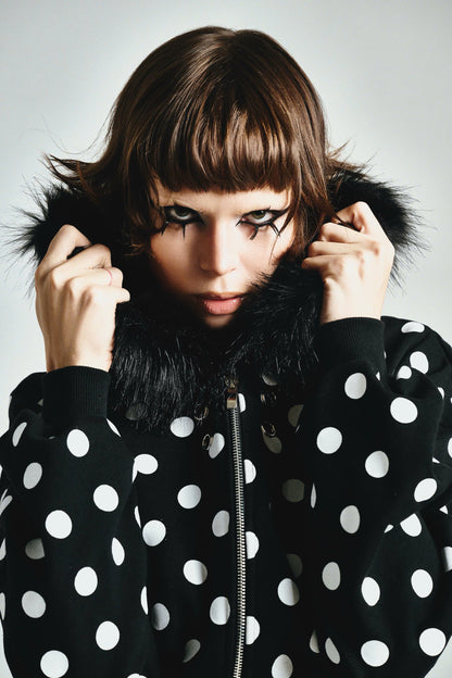 FF CROPPED POLKADOT HOODIE ZIP